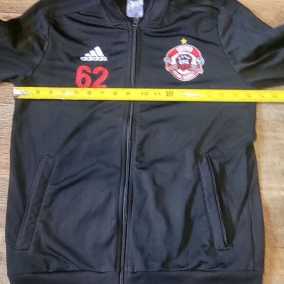 Adidas SZ L Athleisure Casual Lightweight Black Zip Up Track Jacket w/UFA Patch - Picture 7 of 7